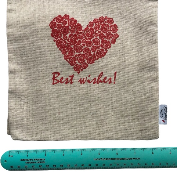 3 Best Wishes Fabric Draw String Gift Bags Wedding Heart Roses NEW - Picture 6 of 7